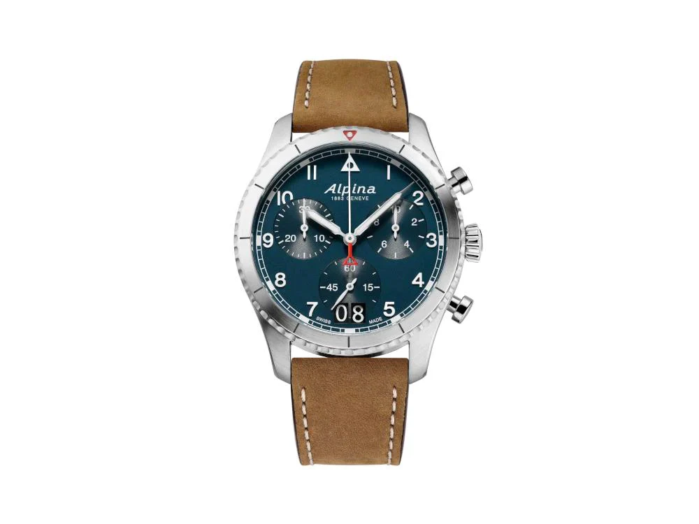 Alpina Startimer Pilot Quartz Watch, 41 mm, Blue, Day, AL-372NW4S26 - Image 9