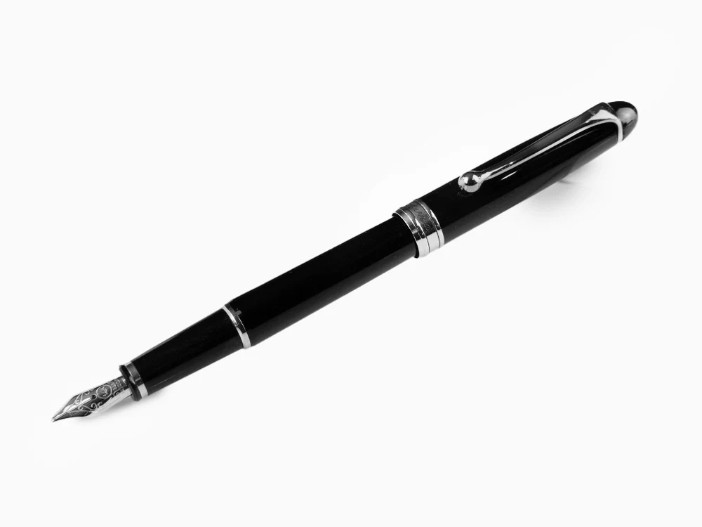 Aurora 88 Small Fountain Pen, Black Resin, Chrome trim, 810C - Image 3