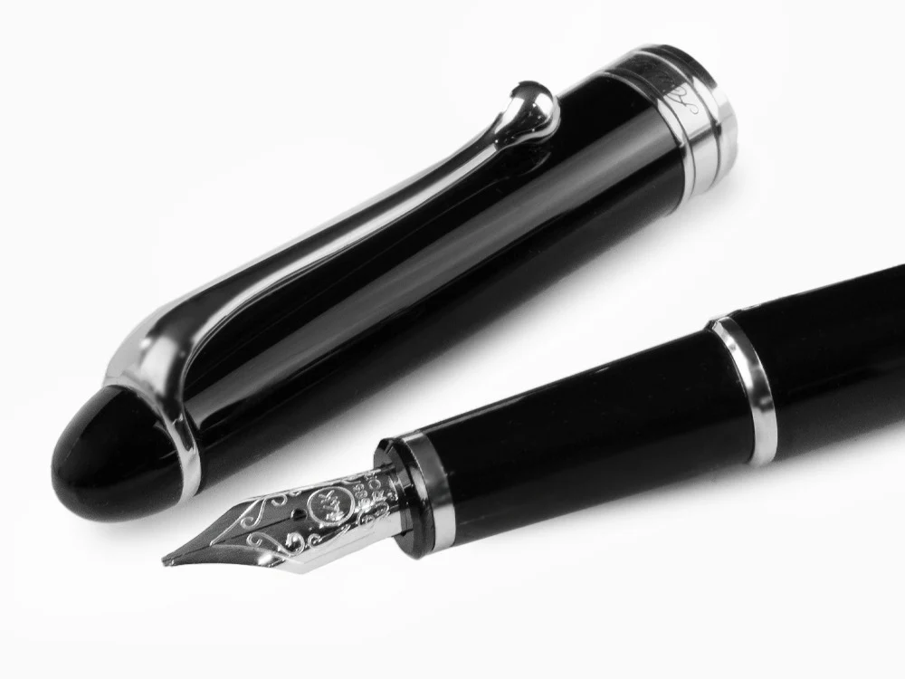 Aurora 88 Small Fountain Pen, Black Resin, Chrome trim, 810C - Image 5