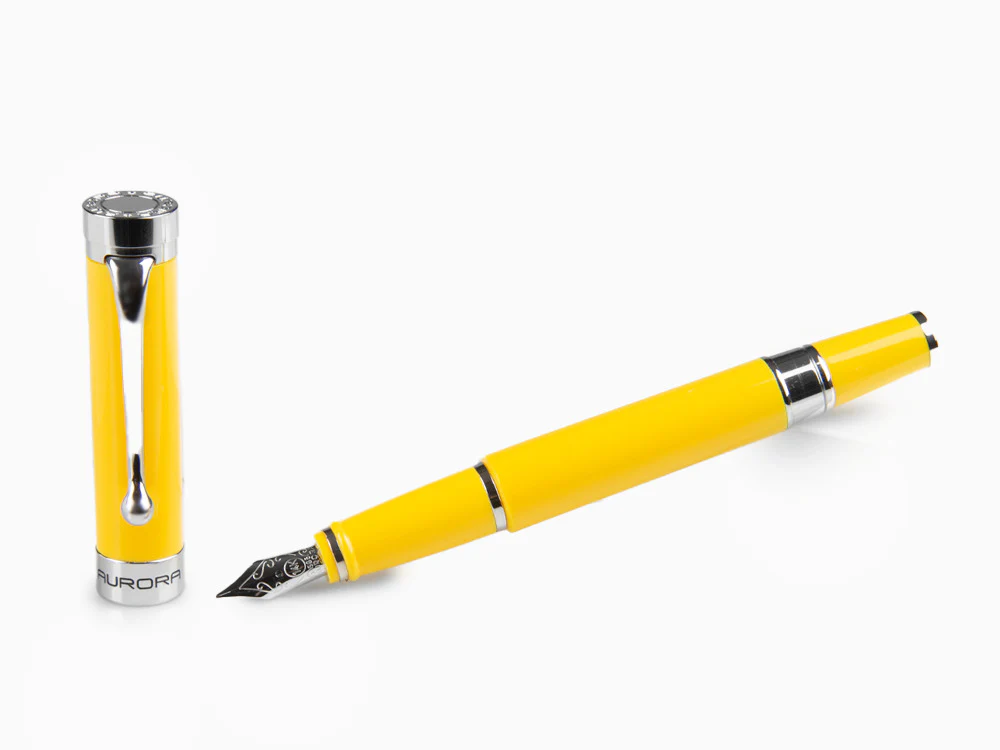 Aurora EDO Fountain Pen, Resin, Chrome Trim, Yellow, O11-Y - Image 2