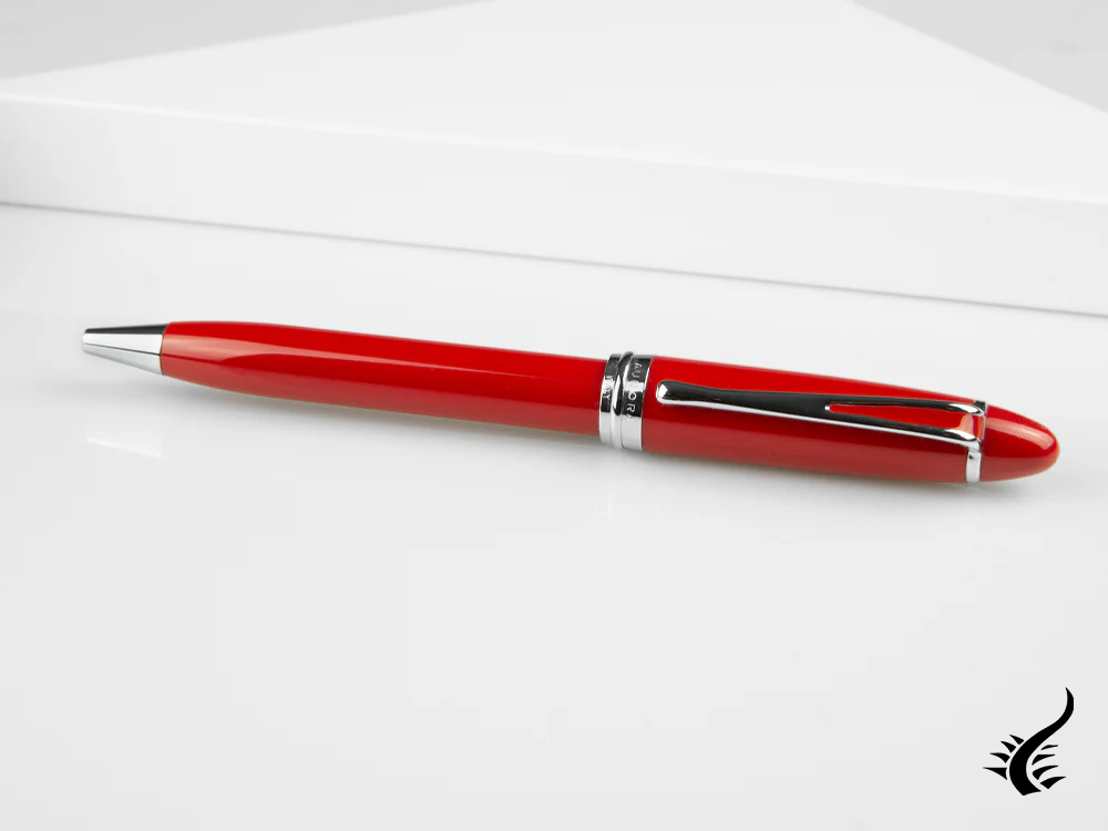 Aurora Ipsilon Ballpoint pen, Red Resin, Chrome trim, B32CR - Image 3