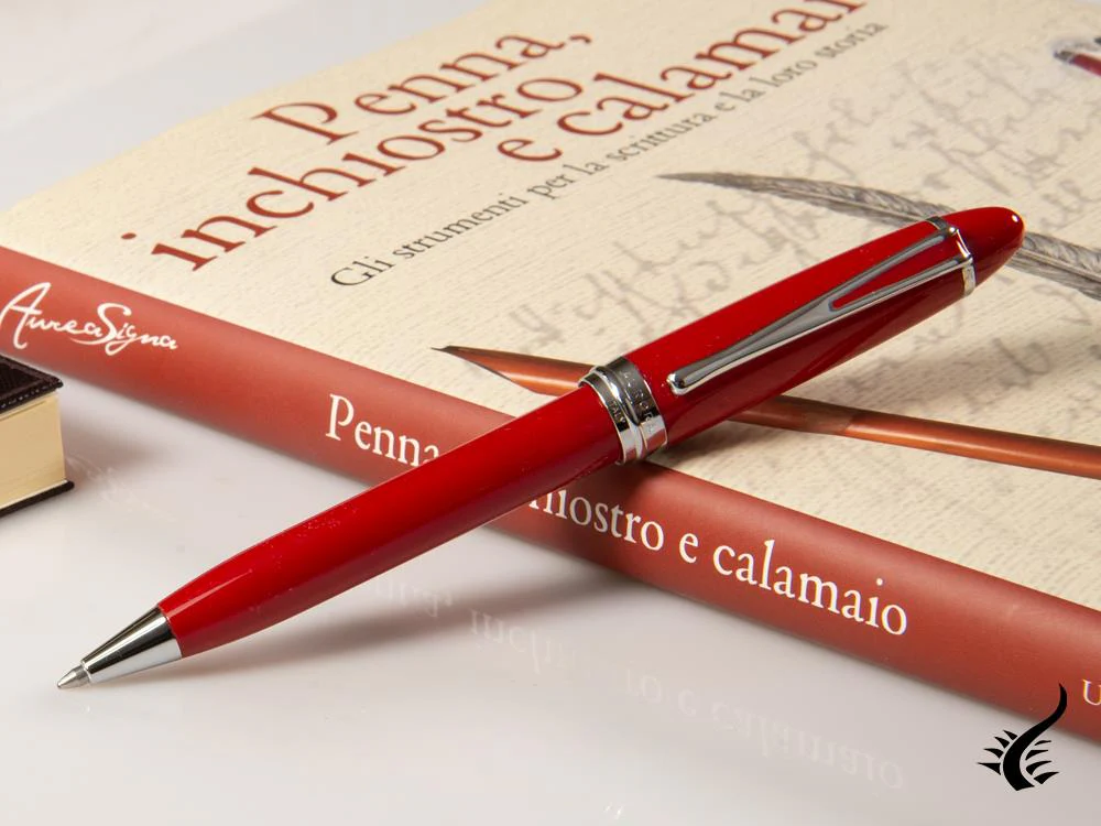 Aurora Ipsilon Ballpoint pen, Red Resin, Chrome trim, B32CR - Image 6