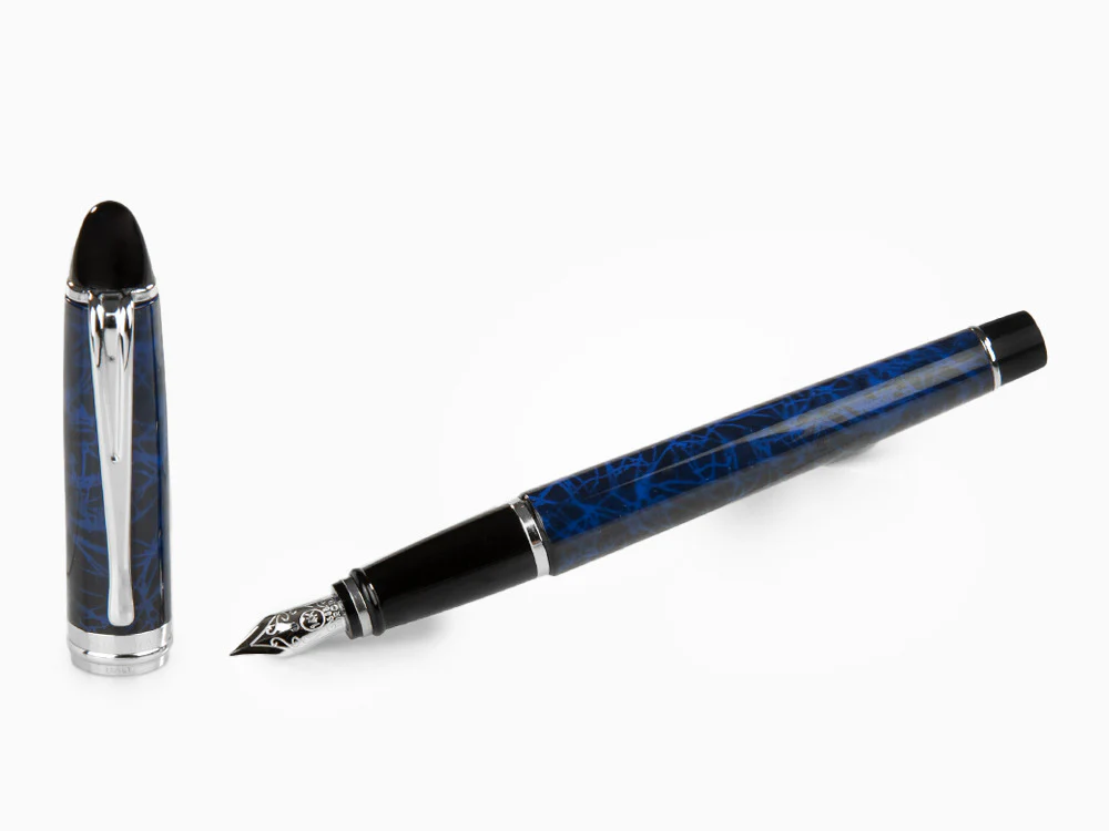 Aurora Ipsilon Blue Night Fountain Pen, Lacquer, Blue, Chrome, B13-CB - Image 2