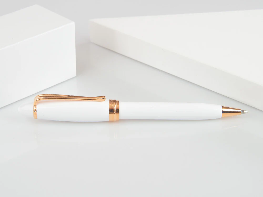 Aurora Ipsilon Winter Ballpoint pen, Resin, Rose Gold PVD, White, B31-PW - Image 3