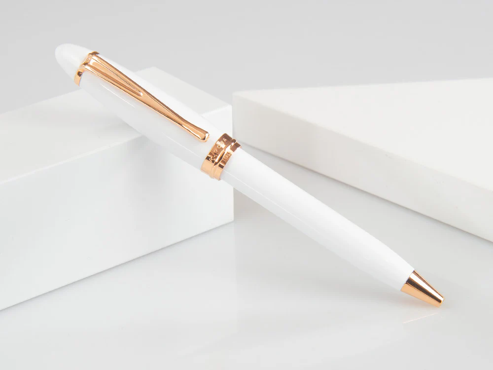 Aurora Ipsilon Winter Ballpoint pen, Resin, Rose Gold PVD, White, B31-PW - Image 6