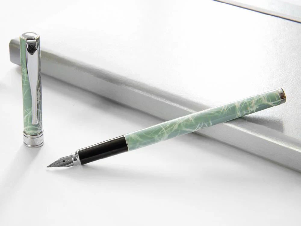 Aurora Magellano Fountain Pen, Lacquer, Chrome Trim, Blue, A18CA - Image 2