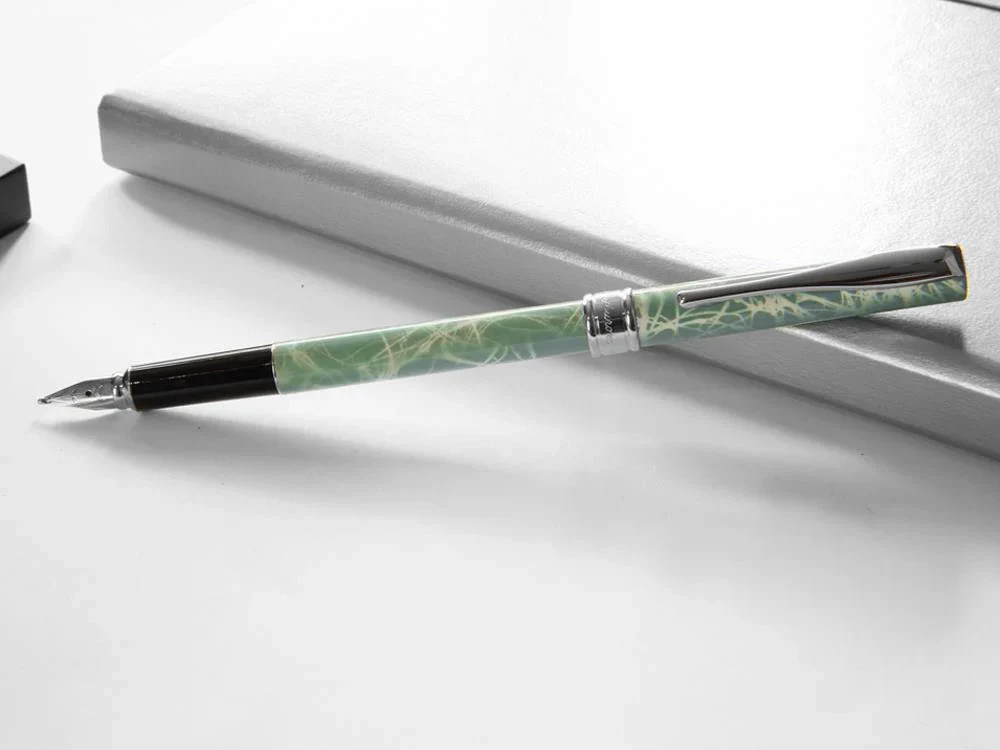 Aurora Magellano Fountain Pen, Lacquer, Chrome Trim, Blue, A18CA - Image 4