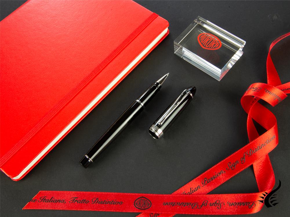 Aurora Roller Pen Ipsilon De Luxe - Black Resin & Chrome - B72C - Image 2