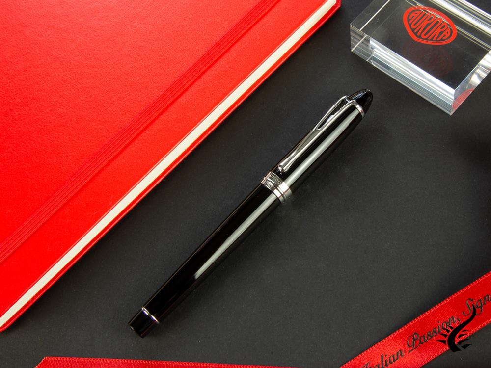 Aurora Roller Pen Ipsilon De Luxe - Black Resin & Chrome - B72C - Image 3
