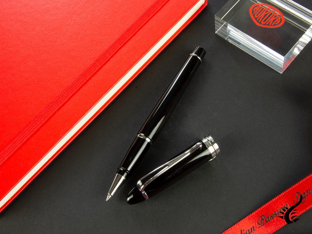 Aurora Roller Pen Ipsilon De Luxe - Black Resin & Chrome - B72C - Image 5
