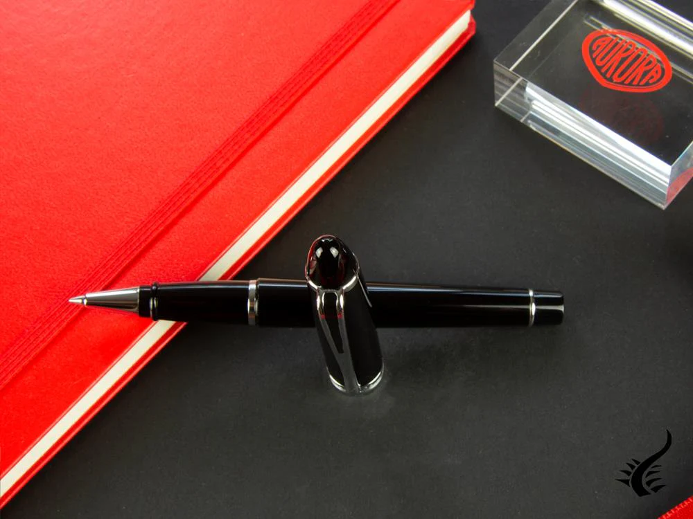 Aurora Roller Pen Ipsilon De Luxe - Black Resin & Chrome - B72C - Image 6
