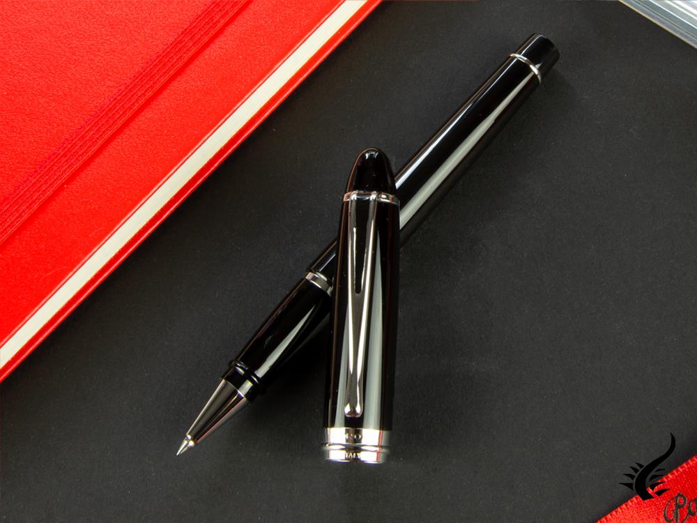 Aurora Roller Pen Ipsilon De Luxe - Black Resin & Chrome - B72C - Image 7