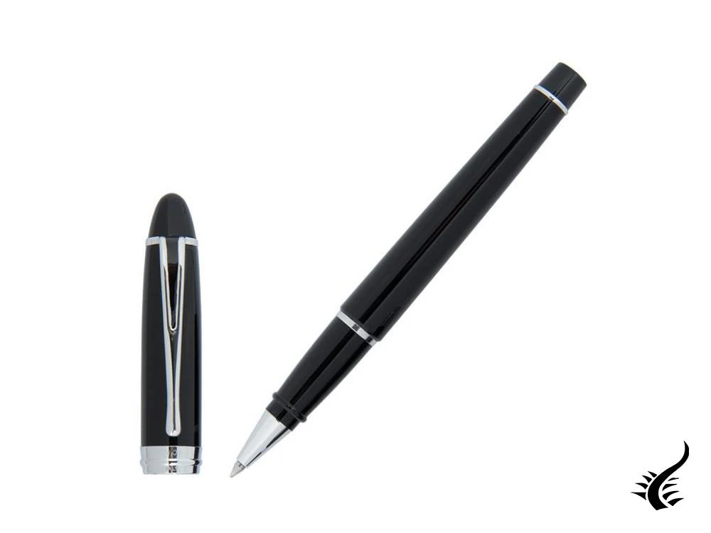 Aurora Roller Pen Ipsilon De Luxe - Black Resin & Chrome - B72C - Image 8