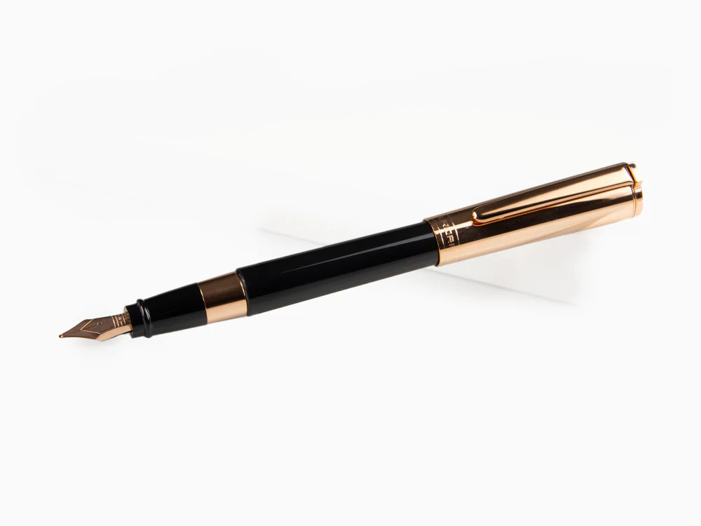 Aurora TU Fountain Pen, Resin, Rose Gold PVD, Black, T11CPN - Image 4