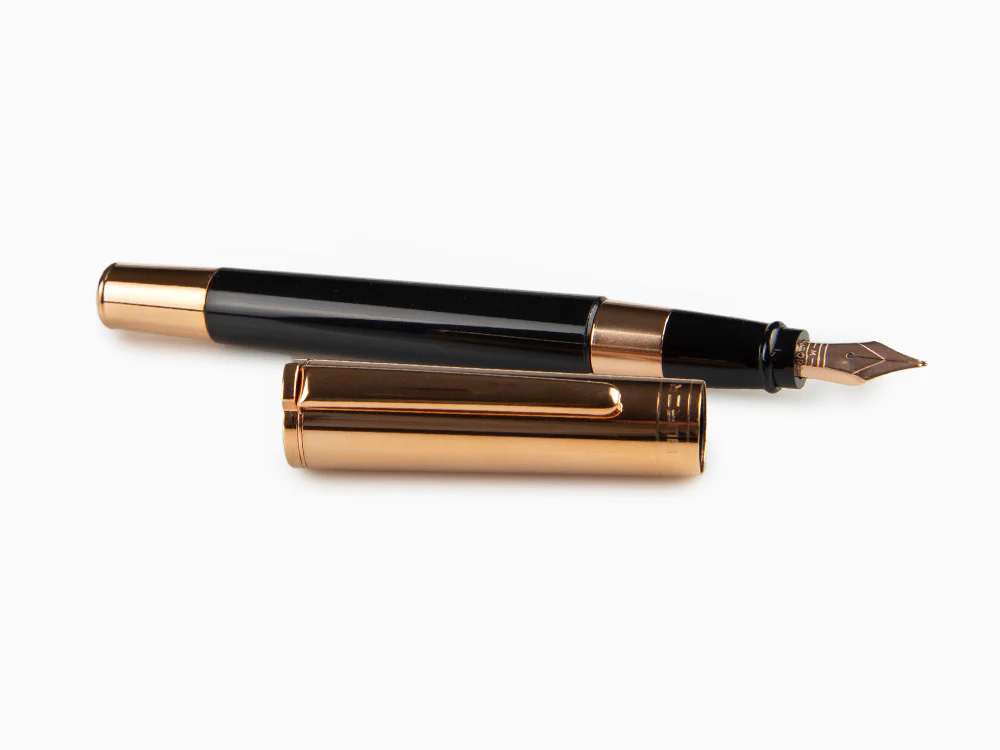 Aurora TU Fountain Pen, Resin, Rose Gold PVD, Black, T11CPN - Image 8