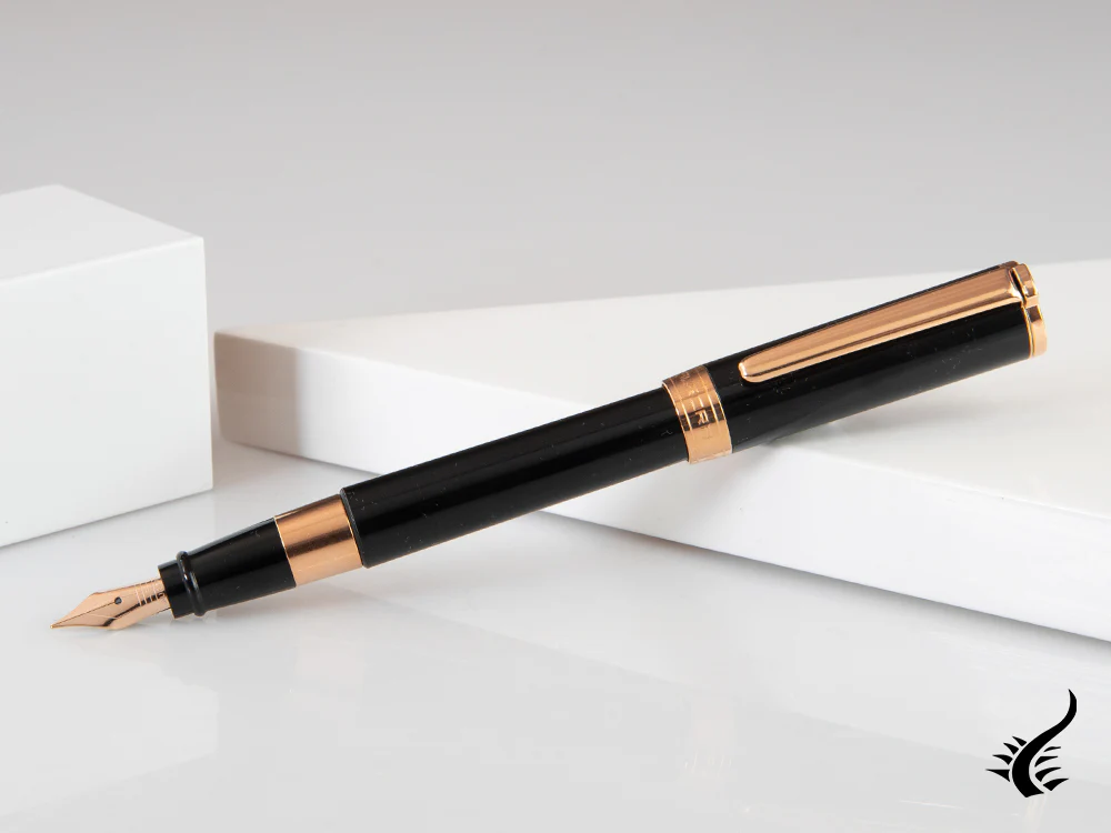 Aurora TU Fountain Pen, Resin, Rose Gold PVD, Black, T11PN - Image 4
