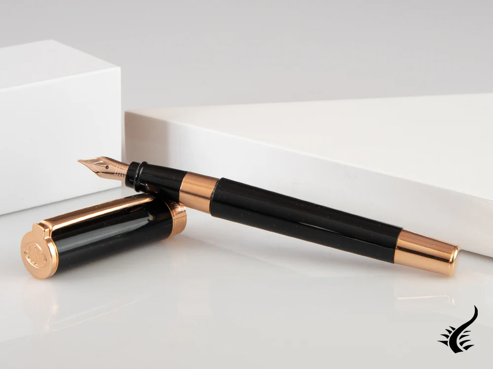Aurora TU Fountain Pen, Resin, Rose Gold PVD, Black, T11PN - Image 8