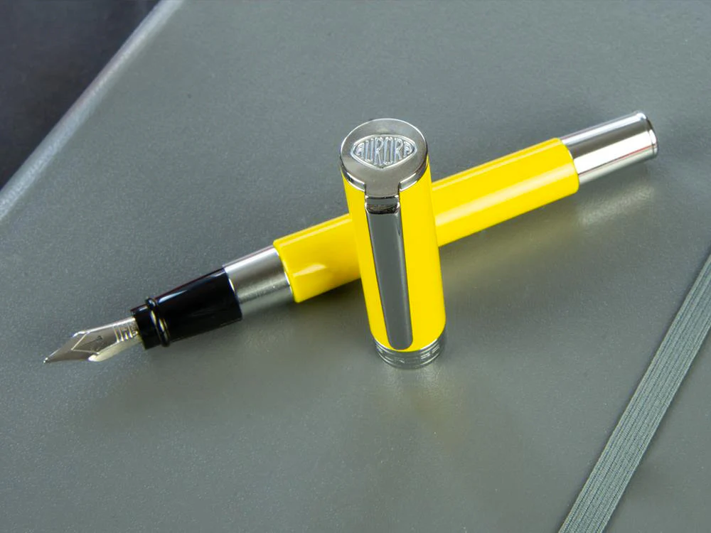 Aurora TU Fountain Pen - Yellow Resin - Chromed - T11Y - Image 8