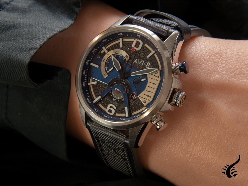 AVI-8 Hawker Harrier II Quartz Watch, Blue, 43 mm, AV-4056-04 - Image 7