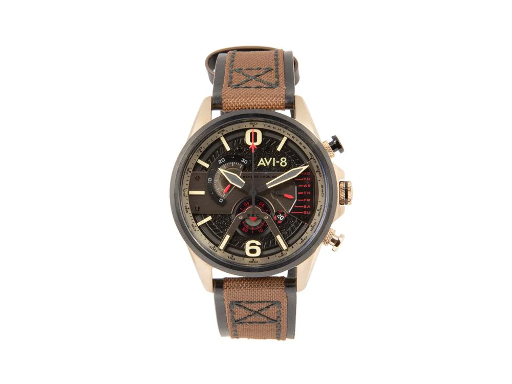 AVI-8 Hawker Harrier II Quartz Watch, PVD Gold, Black, 43 mm, AV-4056-06