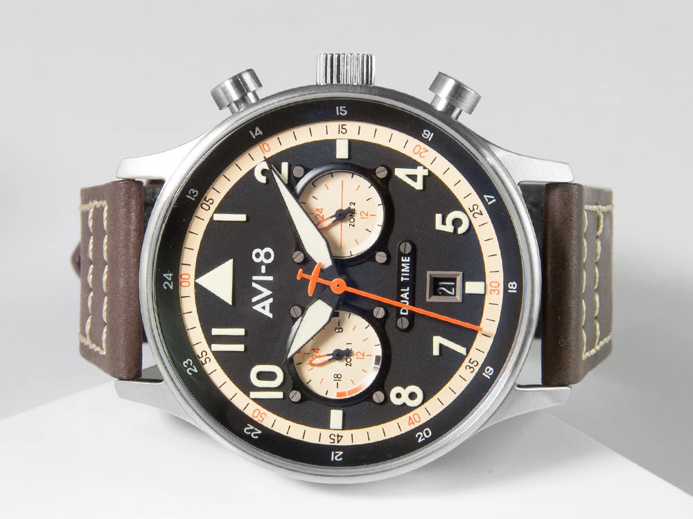 AVI-8 Hawker Hurricane Carey Dual Time Manston Quartz Watch, Black, AV-4088-01 - Image 6