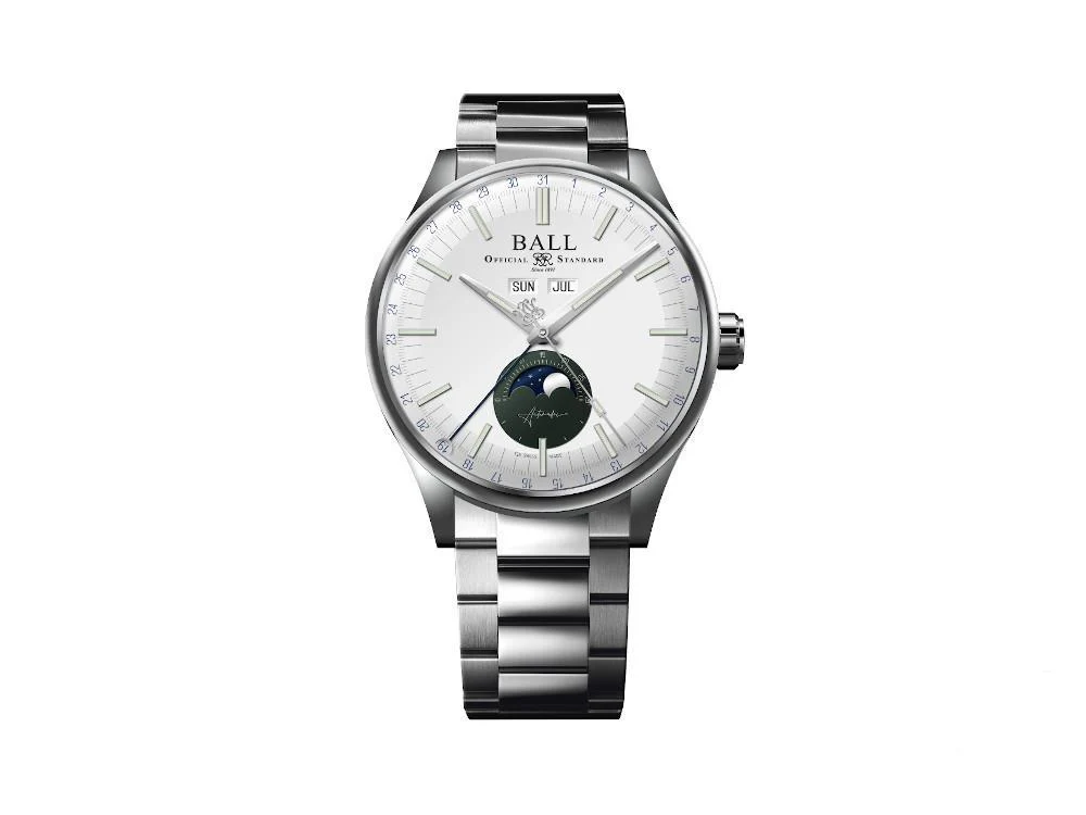 Ball Engineer II Moon Calendar Automatic Watch, White, 40mm, NM3016C-S1J-WHGR - Image 2