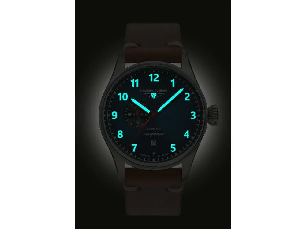 Bauhaus Aviation 24-Hour Display Automatic Watch, Blue, 42 mm, 2764-3 - Image 4