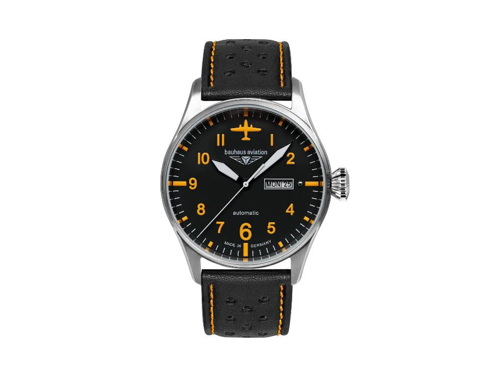 Bauhaus Aviation Automatic Watch, Black, 42 mm, 2766-5 - Image 2