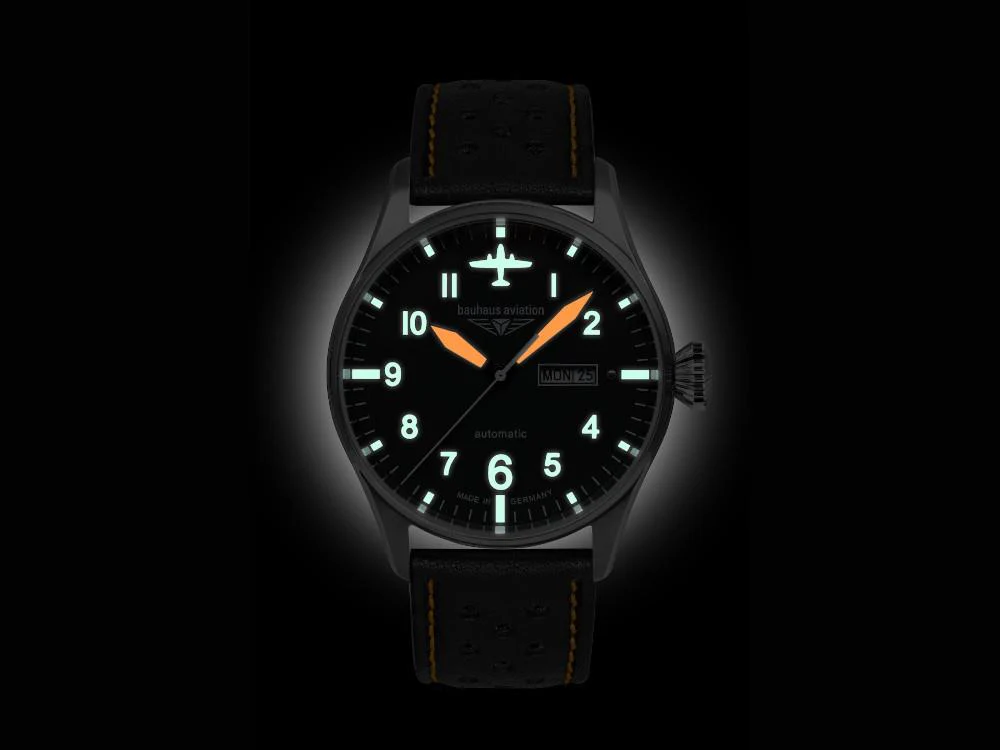 Bauhaus Aviation Automatic Watch, Black, 42 mm, 2766-5 - Image 4