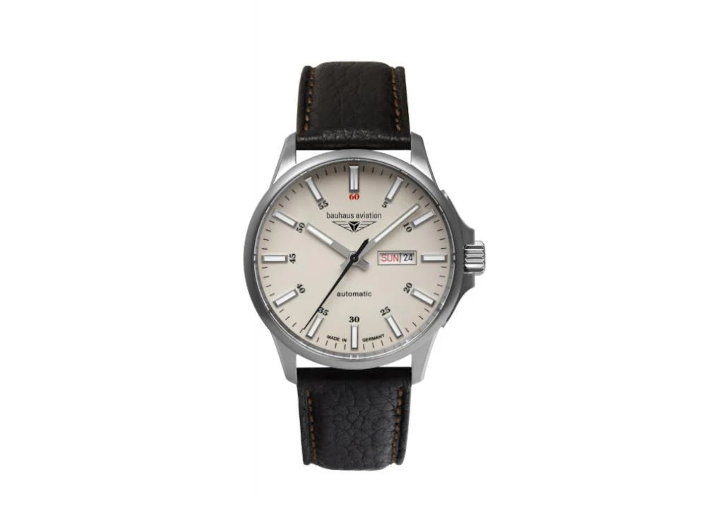 Bauhaus Aviation Automatic Watch, Titanium, Beige, 42 mm, 8205, 2866-5 - Image 2