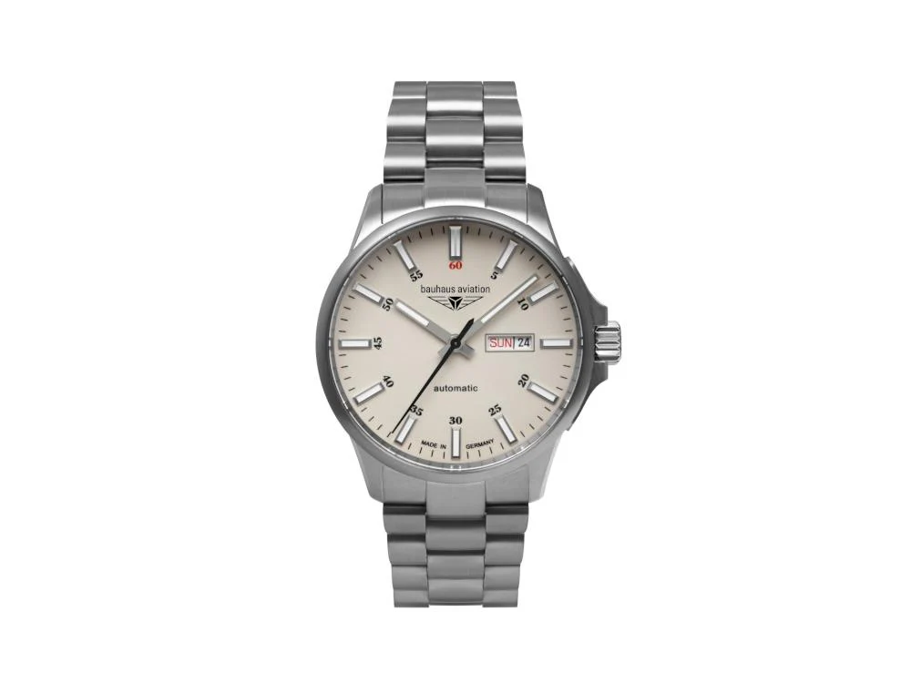 Bauhaus Aviation Automatic Watch, Titanium, Beige, 42 mm, 8205, 2866M-5 - Image 2