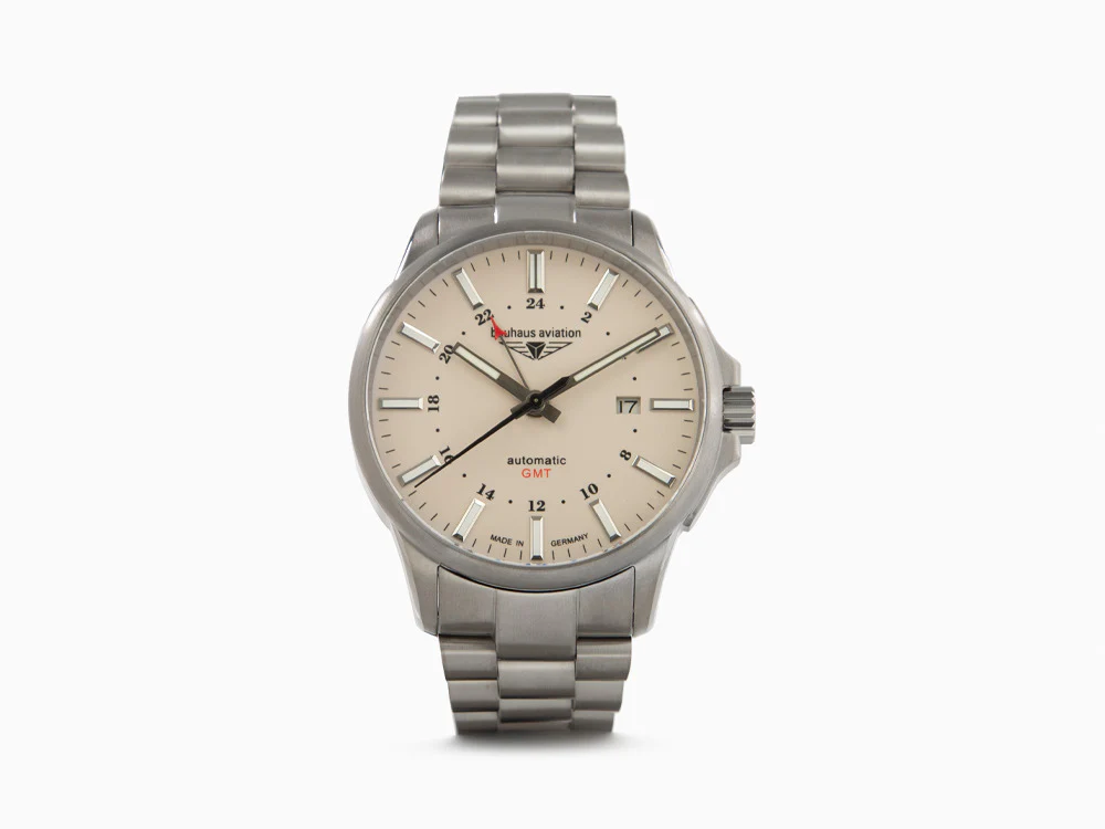 Bauhaus Aviation Automatic Watch, Titanium, Beige, 42 mm, 8205, GMT, 2868M-5 - Image 2