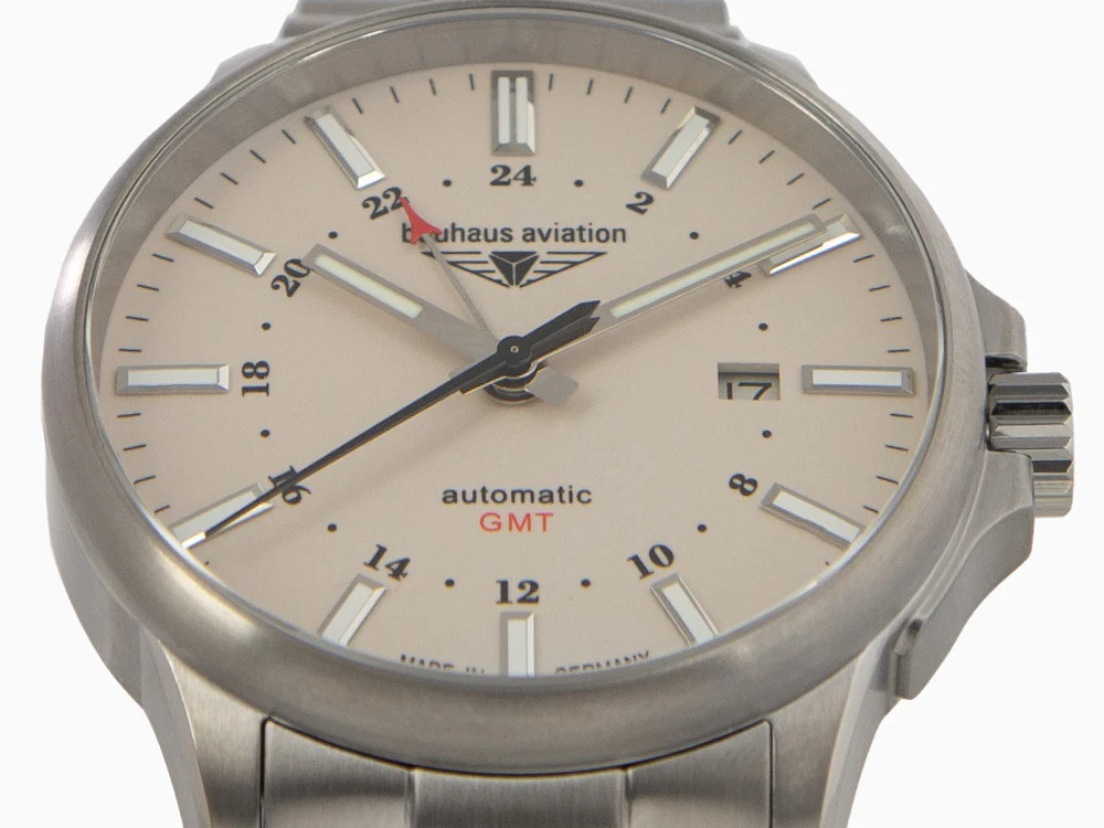Bauhaus Aviation Automatic Watch, Titanium, Beige, 42 mm, 8205, GMT, 2868M-5 - Image 9