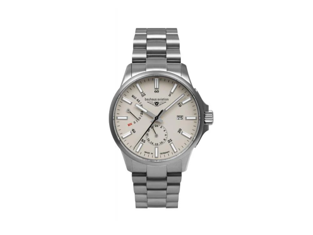 Bauhaus Aviation Automatic Watch, Titanium, Beige, 42 mm, Day, 2860M-5 - Image 2