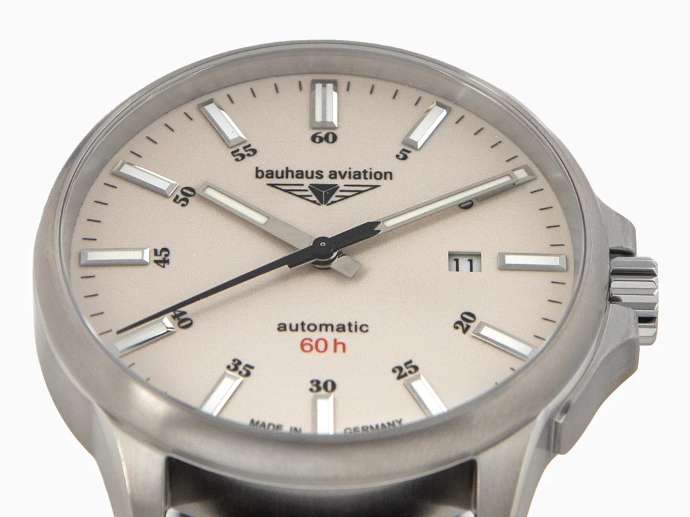 Bauhaus Aviation Automatic Watch, Titanium, Beige, 42 mm, Miyota 8315, 2864-5 - Image 9