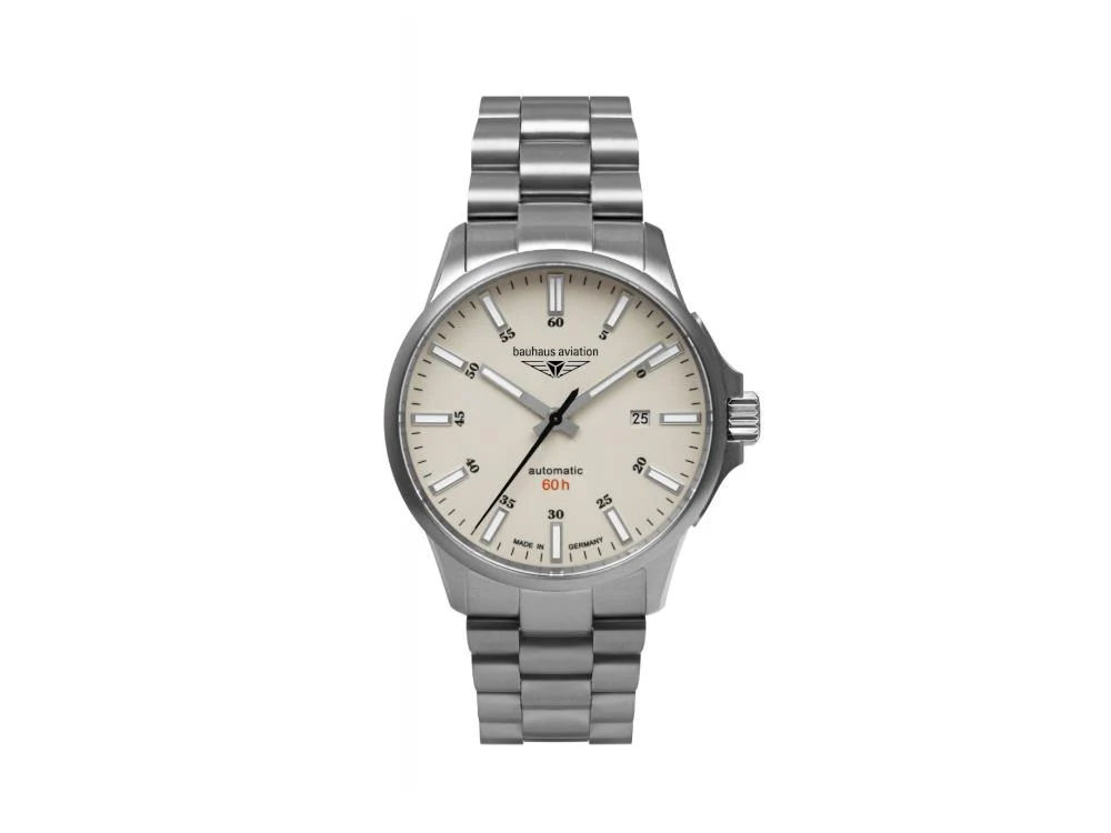 Bauhaus Aviation Automatic Watch, Titanium, Beige, 42 mm, Miyota 8315, 2864M-5 - Image 2