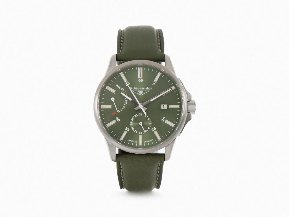Bauhaus Aviation Automatic Watch, Titanium, Green, 42 mm, Day, 2860-4 - Image 2