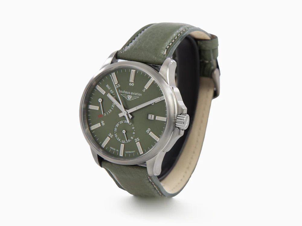 Bauhaus Aviation Automatic Watch, Titanium, Green, 42 mm, Day, 2860-4 - Image 4