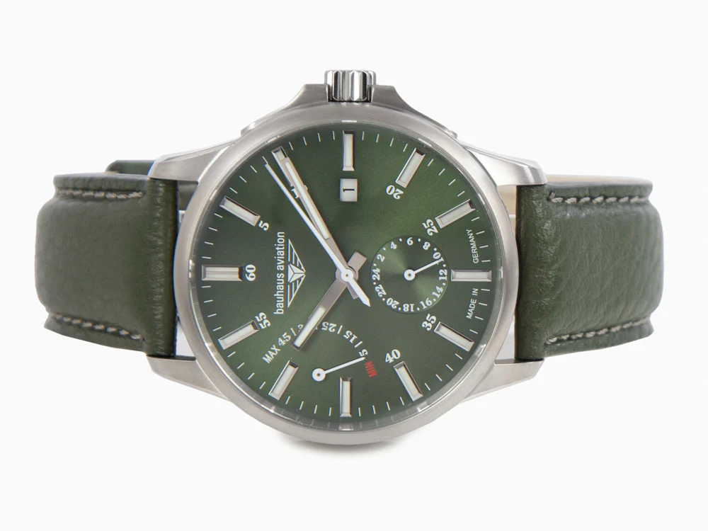 Bauhaus Aviation Automatic Watch, Titanium, Green, 42 mm, Day, 2860-4 - Image 7