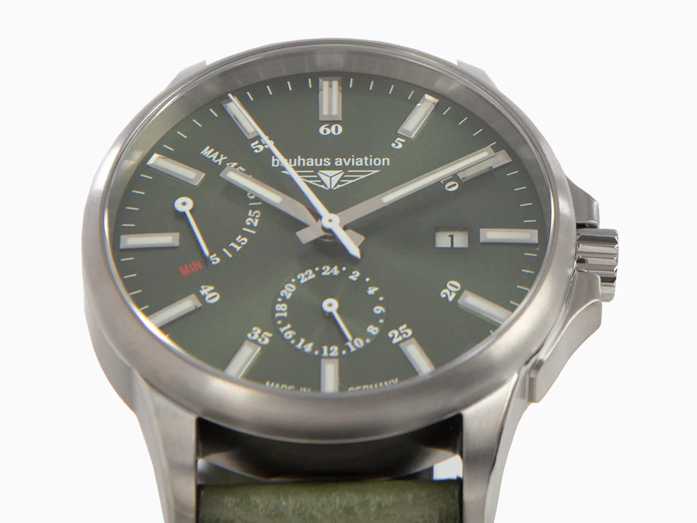 Bauhaus Aviation Automatic Watch, Titanium, Green, 42 mm, Day, 2860-4 - Image 8