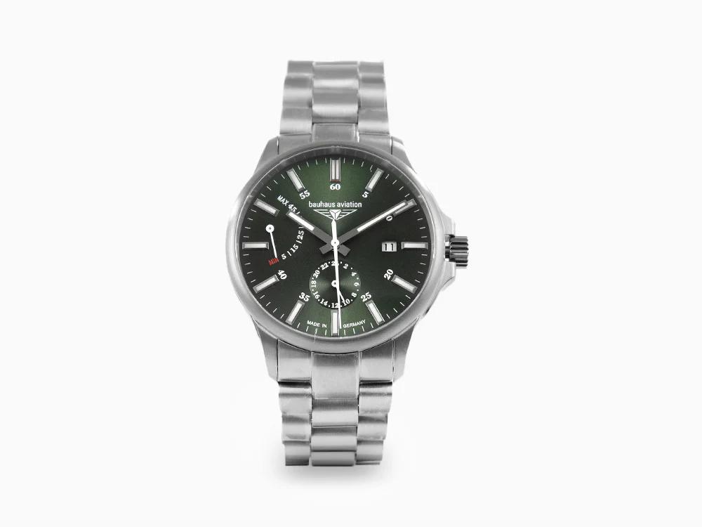 Bauhaus Aviation Automatic Watch, Titanium, Green, 42 mm, Day, 2860M-4 - Image 2