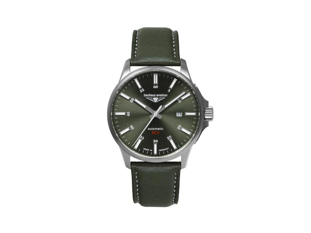 Bauhaus Aviation Automatic Watch, Titanium, Green, 42 mm, Miyota 8315, 2864-4 - Image 2