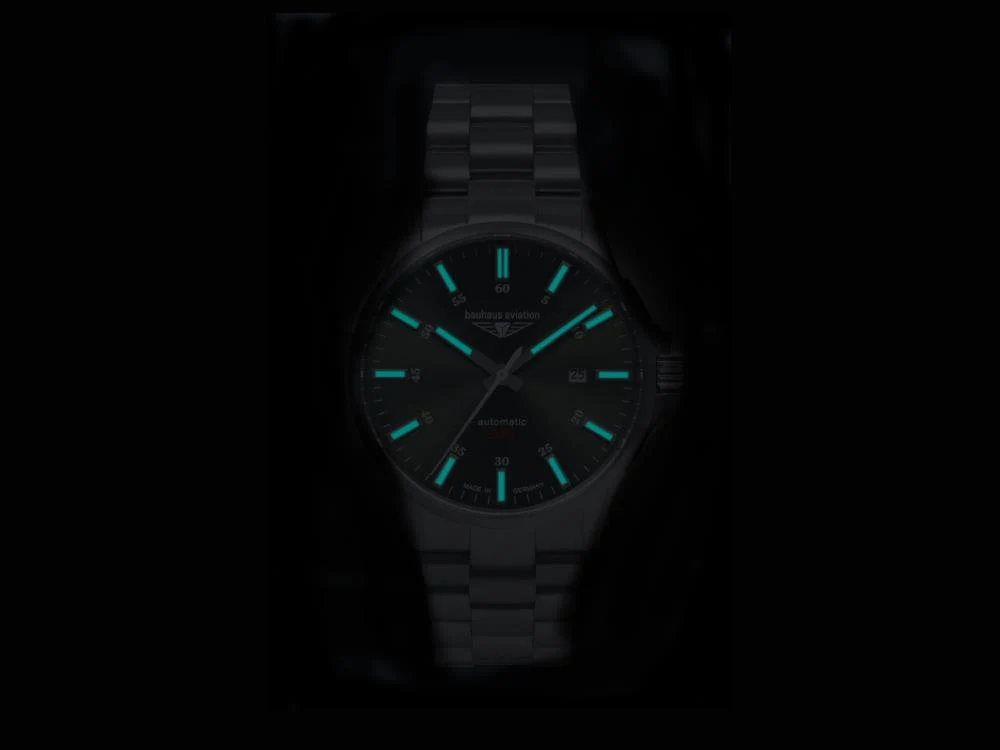 Bauhaus Aviation Automatic Watch, Titanium, Green, 42 mm, Miyota 8315, 2864M-4 - Image 4