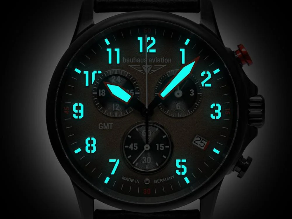 Bauhaus Aviation Blackwing Quartz Watch, Brown, 42 mm, Chronograph, Day, 2888-5 - Image 3