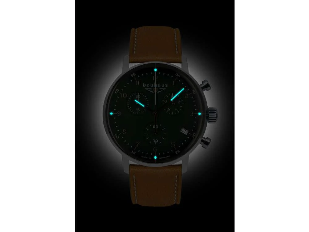 Bauhaus Aviation Dessau Quartz Watch, Green, 41 mm, Chronograph, Day, 2096-4 - Image 3