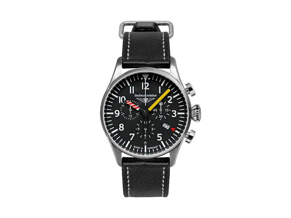 Bauhaus Aviation Flight Control Quartz Watch, Black, 41 mm, Chronograph, 2788-5 - Image 2