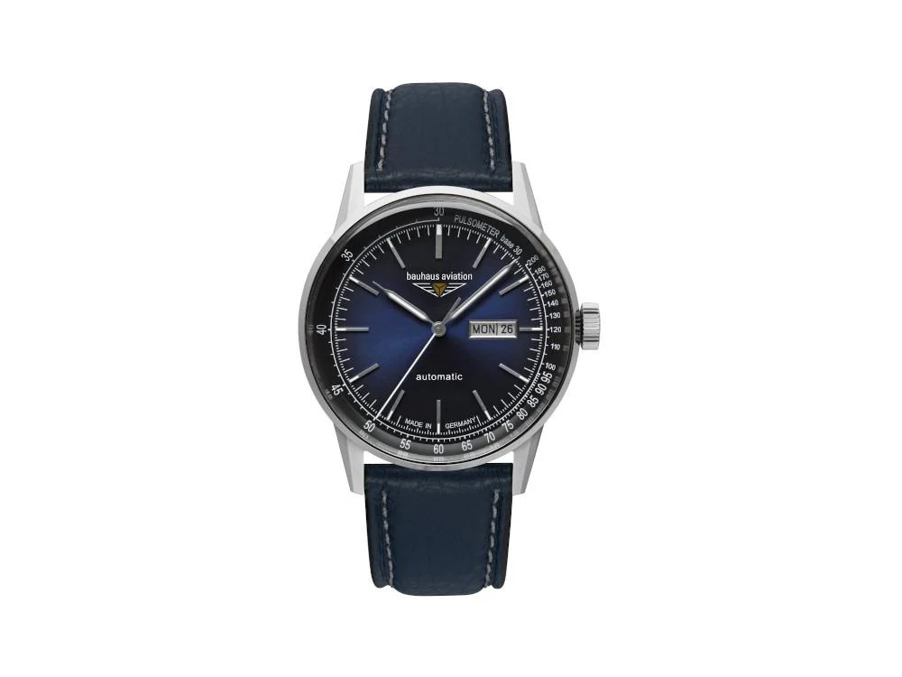 Bauhaus Aviation G38 Automatic Watch, Blue, 42 mm, Day and date, 2366-3 - Image 2