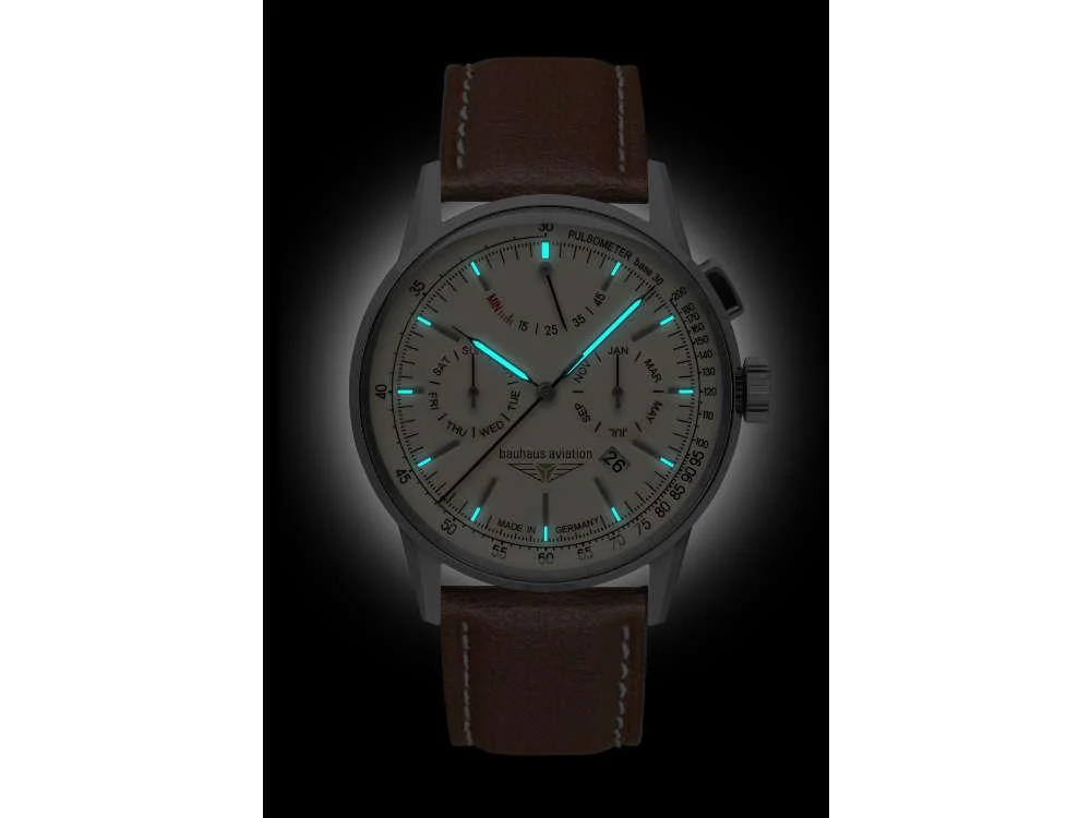 Bauhaus Aviation G38 Dessau Automatic Watch, Beige, 42 mm, Miyota 9100, 2362-5 - Image 4