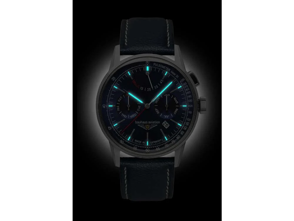 Bauhaus Aviation G38 Dessau Automatic Watch, Blue, 42 mm, Miyota 9100, 2362-3 - Image 4