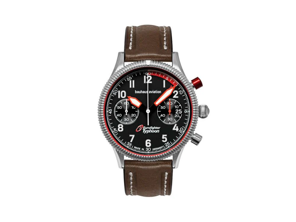 Bauhaus Aviation Quartz Watch, Black, 41 mm, Chronograph, Day, 2576-2 - Image 2